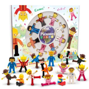 picassotiles 15-piece magnetic character action figures add-on set for construction building block tiles