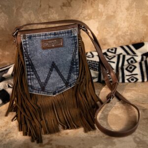 Wrangler Small Crossbody Purse for Women Hobo Western Crossover Leather Fringe Purse