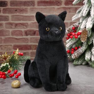 HyDren 13 Inch Halloween Black Cat Plush Black Cat Stuffed Animal Realistic Black Cat Stuffed Toy Soft Kitten Stuffed Animal for Halloween Home Decor Animal Collection Pet Party Favors Supplies