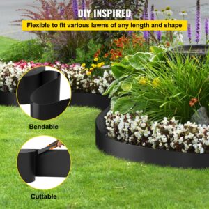 VEVOR Landscape Edging, 10 inch Depth 60 ft Total Length, Recycled HDPE Coiled Terrace Board, Flexible Bender Border for Landscaping, Lawn, Garden, Yard, Against Invading Weeds, Black