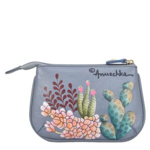 Anuschka Women’s Hand-Painted Genuine Leather Medium Zip Pouch - Desert Garden