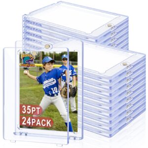 35pt magnetic card holders for trading cards protector, 60 pack baseball card protector, acrylic hard cards sleeves case for baseball football sports tcg ccg game (transparent blue)