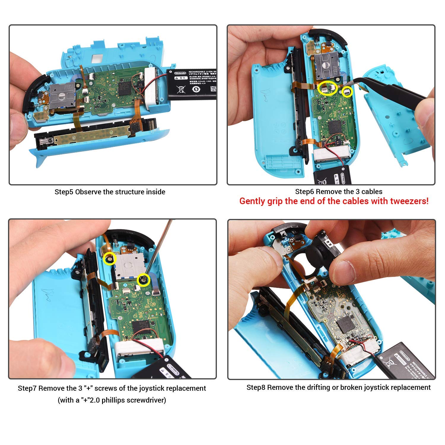 Joystick Replacement for Switch Lite,Repair Joystick Replacement Tool Kit for Switch lite and Nintendo Joycon Controller with Triwing Screwdriver,Thumb Grip Caps& Tweezers