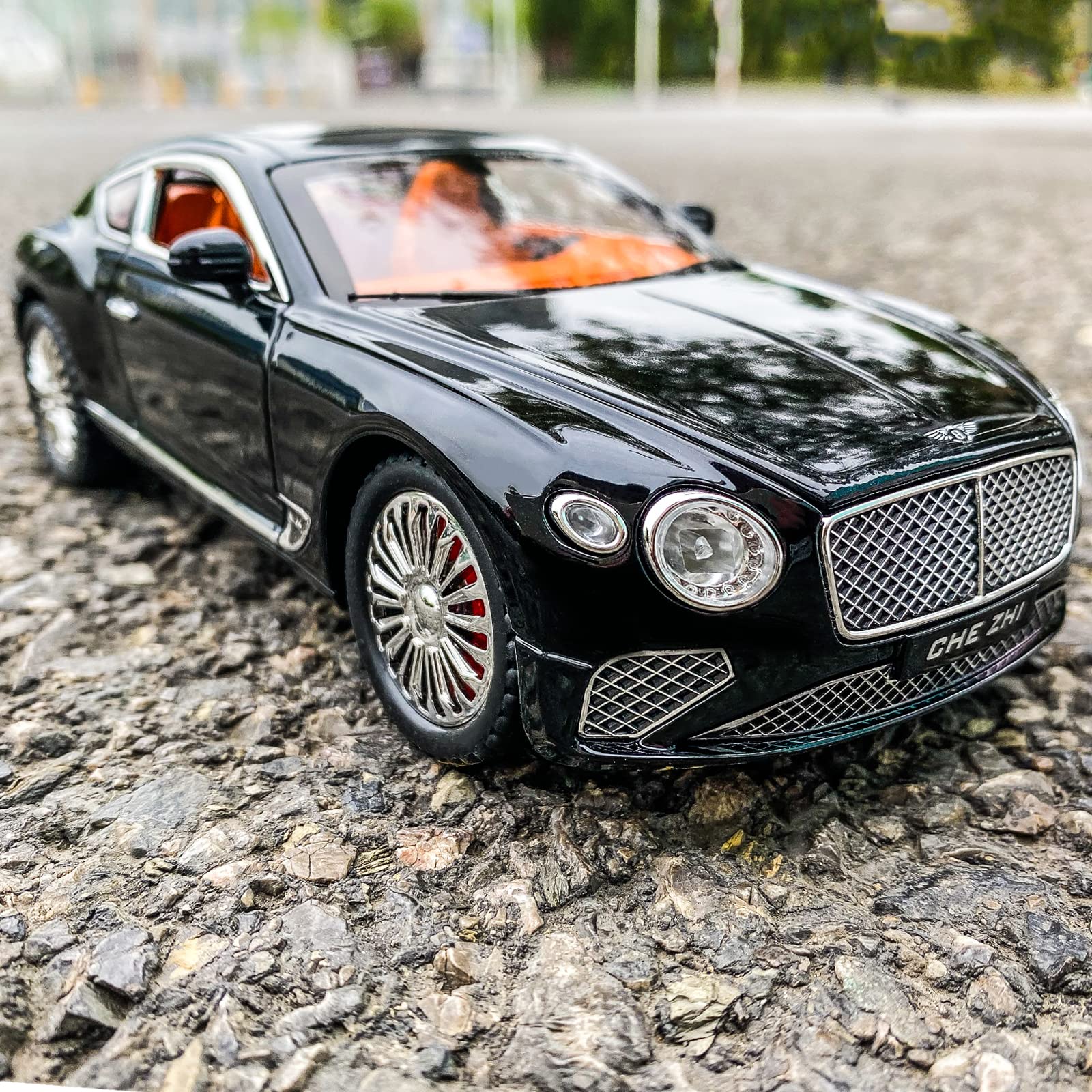 WAKAKAC Compatible for 1/24 Bentley Continental GT Model Car Alloy Diecast Toy Car Collectible Pull Back Toy Vehicles with Sound and Light Door Can Be Opened for Girls Boys Gift(Black)