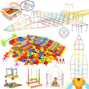 ggiibro straw constructor toys stem building toys 800pcs toys for 3+ year interlocking plastic toys engineering toys thin tube blocks toy educational toy kit for indoor kids toys with a storage box