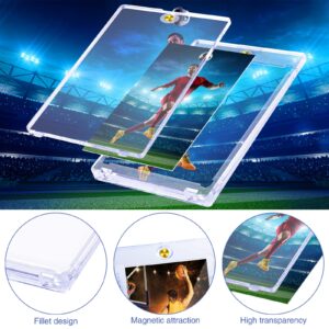 60 Pcs Magnetic Card Holder Set, Baseball Card Protectors Hard Plastic with Acrylic Display Stands, 35Pt Magnet Card Holder for Trading Cards Sports Game Card Display