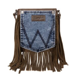 Wrangler Small Crossbody Purse for Women Hobo Western Crossover Leather Fringe Purse