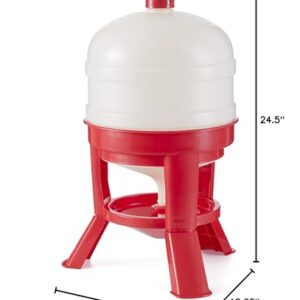 Little Giant DOMEWTR8 8 Gallon Tank Heavy Duty Plastic Dome Poultry and Chicken Gravity Water Dispenser with 3 Footed Stand, Red (2 Pack)