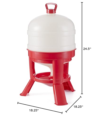 Little Giant DOMEWTR8 8 Gallon Tank Heavy Duty Plastic Dome Poultry and Chicken Gravity Water Dispenser with 3 Footed Stand, Red (2 Pack)