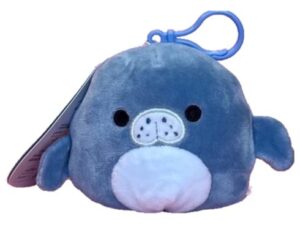 squishmallow official kellytoy 3.5 inch clip on bag keychain backpack clips squishy soft plush toy animal (maeve the manatee)