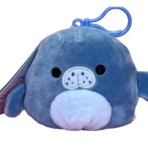 Squishmallow Official Kellytoy 3.5 Inch Clip On Bag Keychain Backpack Clips Squishy Soft Plush Toy Animal (Maeve The Manatee)