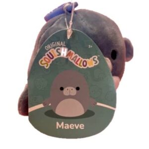 Squishmallow Official Kellytoy 3.5 Inch Clip On Bag Keychain Backpack Clips Squishy Soft Plush Toy Animal (Maeve The Manatee)