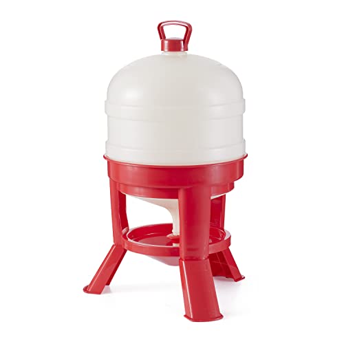 Little Giant DOMEWTR8 8 Gallon Tank Heavy Duty Plastic Dome Poultry and Chicken Gravity Water Dispenser with 3 Footed Stand, Red (2 Pack)