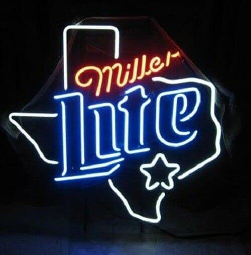 Prouten Neon Signs 20"x16" Millers Lite Texas Lone Stars Neon Sign Light Man Cave Bar Pub Beer Gift Neon Lamp A120MLTMLSV2