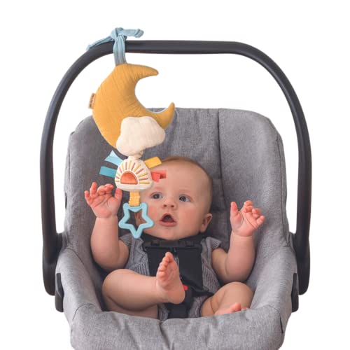 Itzy Ritzy – Musical Pull-Down Toy - Bitzy Notes Baby Musical Toy Attaches to Car Seat, Play Gym, or Stroller & Plays a Soothing Melody, Infant Toy for Ages 0 Months and Up (Moon)