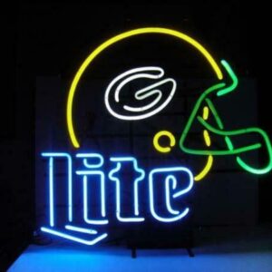 Prouten Neon Signs 17"x14" Green Bay Millers Lite Helmet Neon Sign Light Man Cave Bar Pub Beer Gift Neon Lamp A117LITEGBPHV2