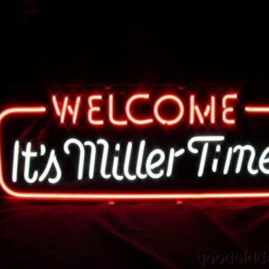 Prouten Neon Signs 20"x16" Welcome It's Miller Time Neon Sign Light Man Cave Bar Pub Beer Gift Neon Lamp A120WIMT