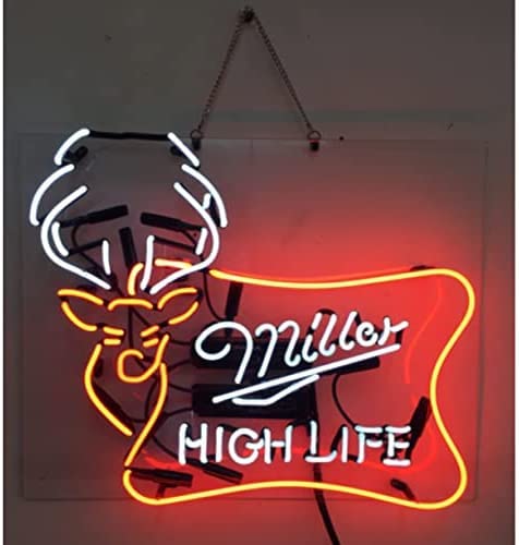 Prouten Neon Signs 20" Millers High Life Deer Neon Sign Acrylic Beer Pub Bar Handmade Wall Decor Neon Light A120MHLDA