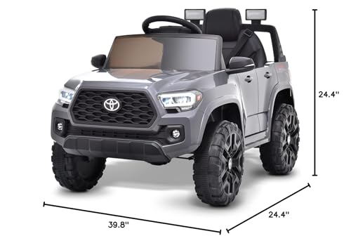 Blitzshark 12V Kids Ride on Car Licensed Toyota Tacoma Battery Powered Motorized Electric Vehicle, with Remote Control, Digital Display, Spring Suspension, Storage Space, Music & FM, Grey