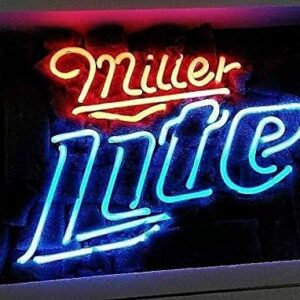 Prouten Neon Signs 14" Millers Lite Neon Sign Acrylic Beer Pub Bar Handmade Wall Decor Neon Light A114MLVBA