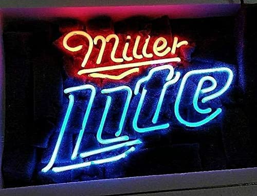 Prouten Neon Signs 14" Millers Lite Neon Sign Acrylic Beer Pub Bar Handmade Wall Decor Neon Light A114MLVBA