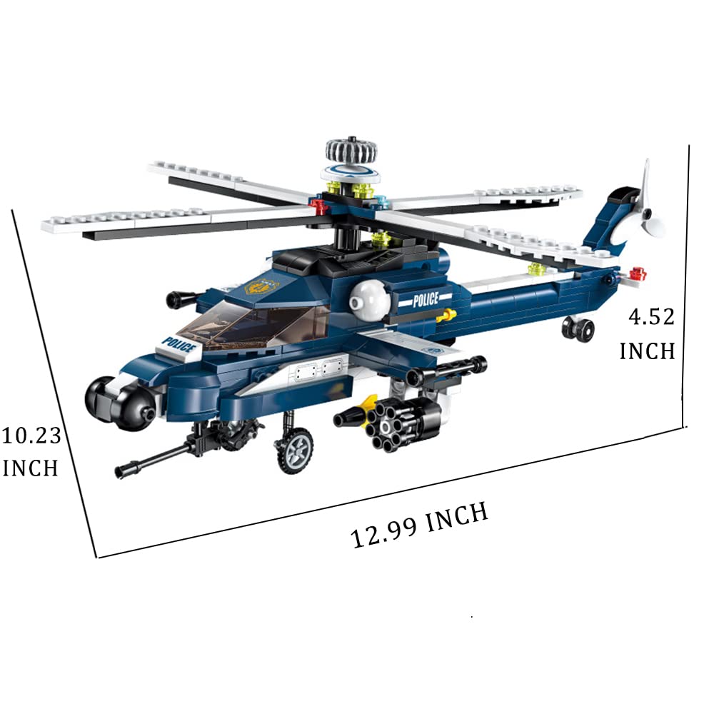 Ulanlan 8-in-1 Military Helicopter Building Bricks Toys, STEM Building Toys 381PCS Creative Gunship Construction Toys Armed Plane Military Vehicles Blocks Kit for Kids Age 6 +