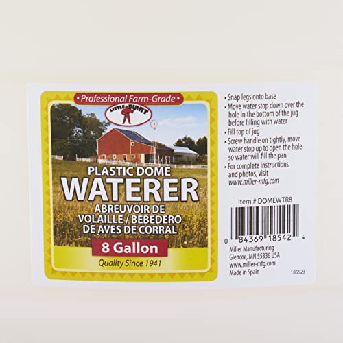 Little Giant DOMEWTR8 8 Gallon Tank Heavy Duty Plastic Dome Poultry and Chicken Gravity Water Dispenser with 3 Footed Stand, Red (2 Pack)