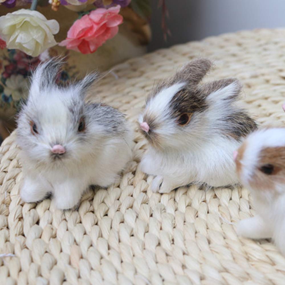 Mini Realistic Cute Plush Rabbits Lifelike Animal Easter Bunny Simulation Model Birthday Gift Furry Rabbit Figurine