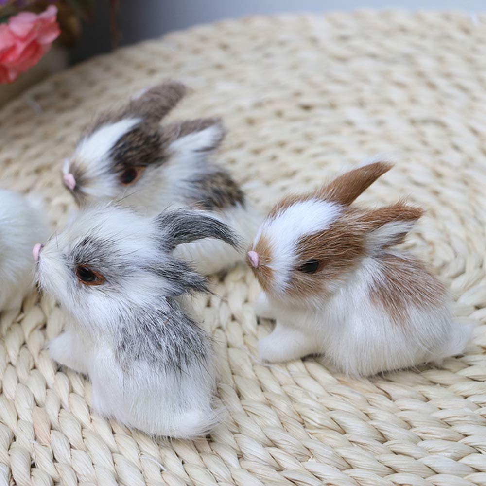 Mini Realistic Cute Plush Rabbits Lifelike Animal Easter Bunny Simulation Model Birthday Gift Furry Rabbit Figurine