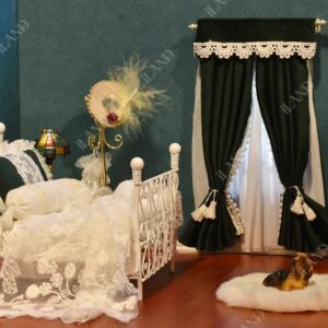 iLAND Victorian Dollhouse Furniture on 1:12 Scale, Dollhouse Bed Set 5pcs