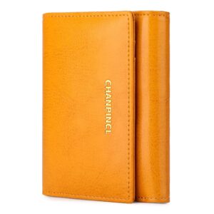 CHANPINCL RFID Vintage short women's wallet safe large-capacity coin purse double large banknotes multi-card wallet (Yellow)