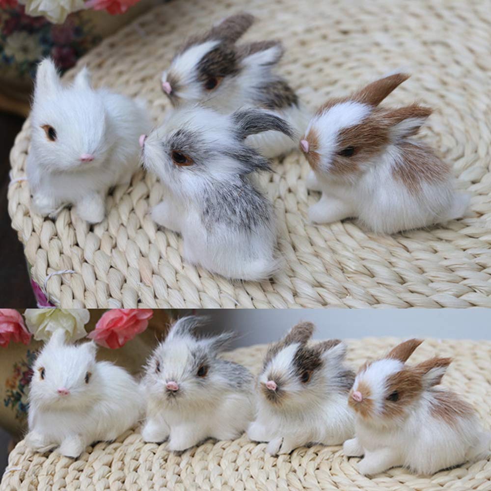 Mini Realistic Cute Plush Rabbits Lifelike Animal Easter Bunny Simulation Model Birthday Gift Furry Rabbit Figurine