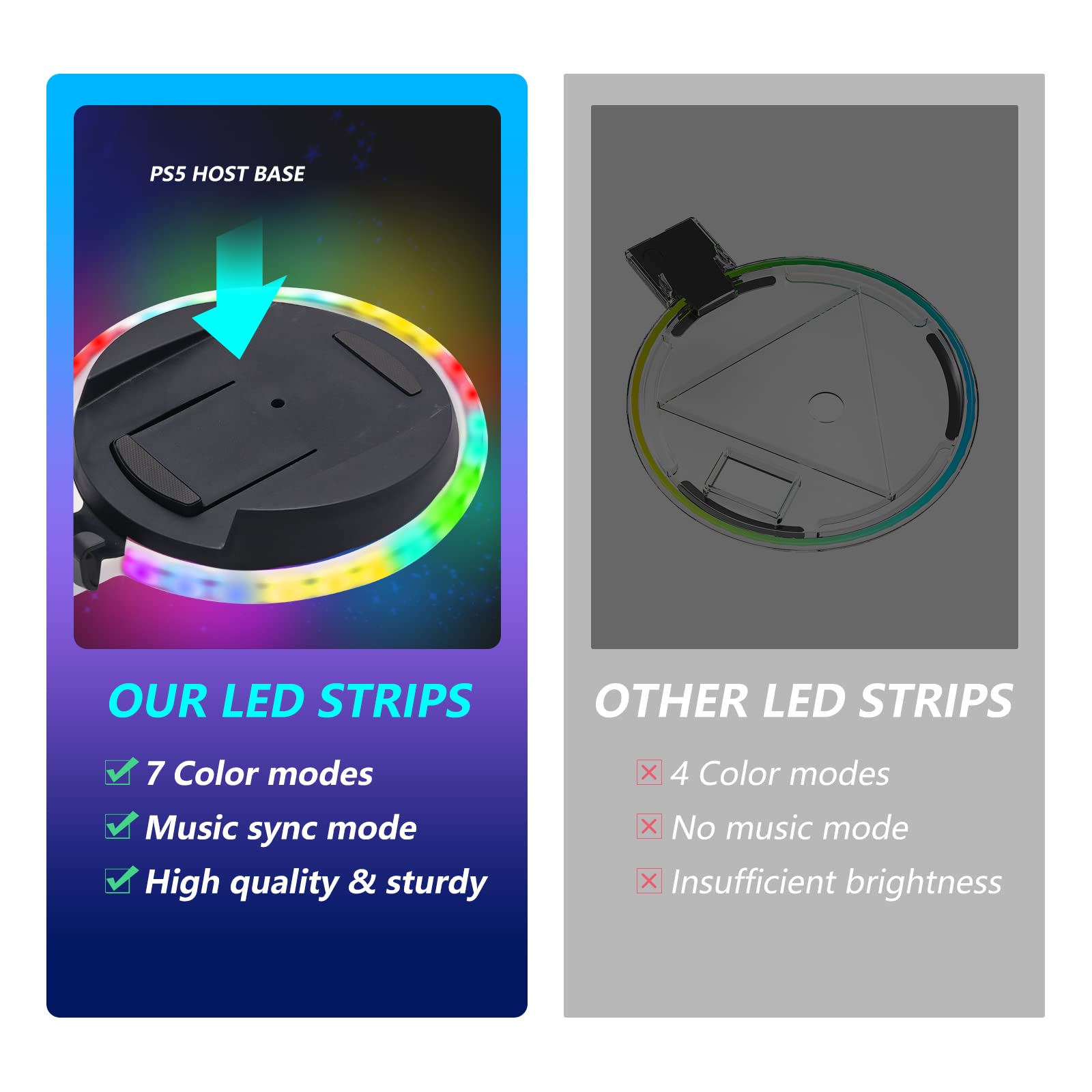 PS5 LED Light Stand, PS5 LED Light Stand with RGB Accessories, RGB LED Light Assecories Stand for PS5 Console (Disc & Digital) - NOT for PS5 SLIM