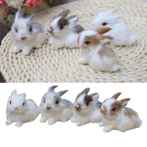 Mini Realistic Cute Plush Rabbits Lifelike Animal Easter Bunny Simulation Model Birthday Gift Furry Rabbit Figurine