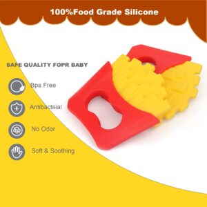 Teething Toys for Babies Soothe Teething Pain and Itching Gums, Food Grade Silicone Teethers for Babies 0-6 Months/6-12 Months, (Fries)