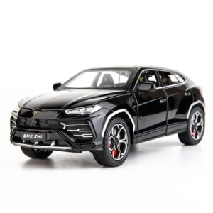 bdtctk 1:24 lambo urus car model, diecast pull back car toy car, doors open, light and sound, boys toys kids adults gifts black