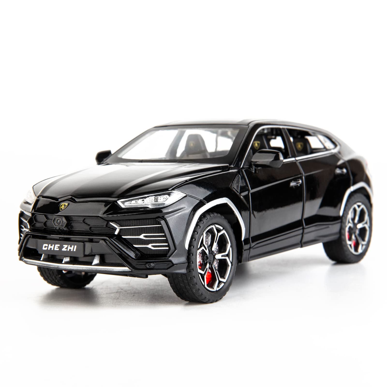 BDTCTK 1:24 Lambo Urus Car Model, Diecast Pull Back Car Toy car, Doors Open, Light and Sound, Boys Toys Kids Adults Gifts Black