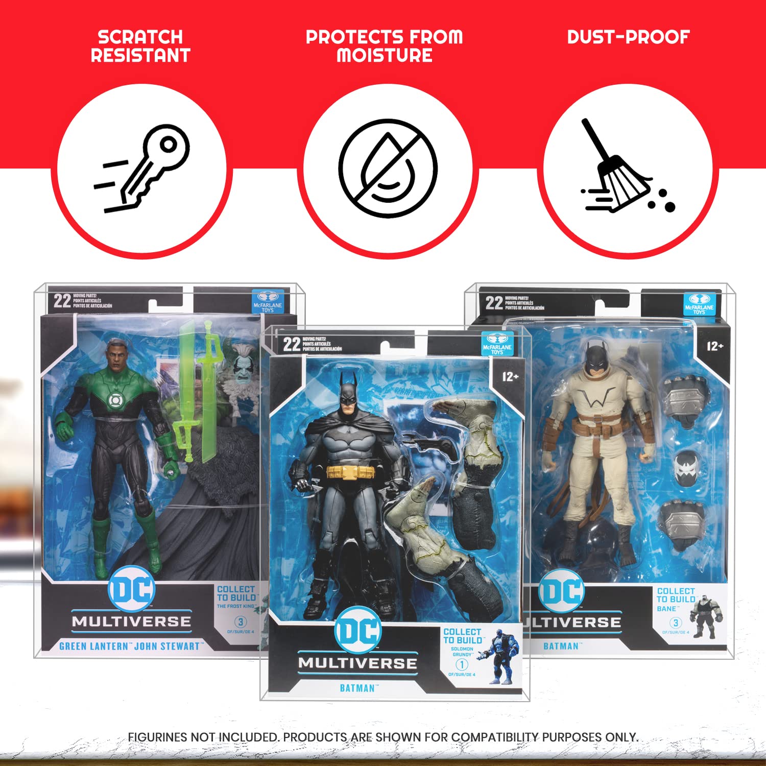 EVORETRO Action Figure Boxed Case Protector for McFarlane DC Multiverse BAF 7-in Figures - 10-Pack 0.40mm Thick Clear PET Plastic Display, Achive-Grade Storage. Keep Your Collection in Mint Condition