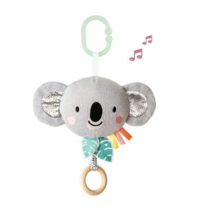 Taf Toys Soothing Musical Pulldown Toy with Multi-Textures & Wooden Teether, Attaches to Crib, Stroller and Car Seat, Develop Baby’s Senses and Cognitive Skills (Kimmy Musical Koala)