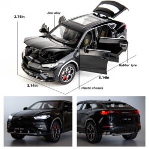 BDTCTK 1:24 Lambo Urus Car Model, Diecast Pull Back Car Toy car, Doors Open, Light and Sound, Boys Toys Kids Adults Gifts Black