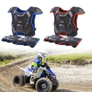 starknightmt kids dirt bike gear - youth atv motorcycle riding motocross armor suit, blue+red