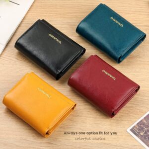 CHANPINCL RFID Vintage short women's wallet safe large-capacity coin purse double large banknotes multi-card wallet (Yellow)