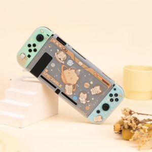 GeekShare Protective Case for Switch Slim Cover Case Compatible with Nintendo Switch and Joy-Con - Shock-Absorption and Anti-Scratch - Space Cat (for Switch 2017)