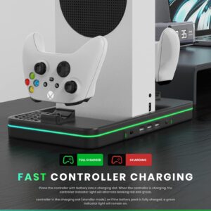 CODOGOY Vertical Charging Stand with Cooling Fan, Compatible with Xbox Series X/S Console and Controller, Dual Controller Charger Station Dock Accessories with 3 USB Ports