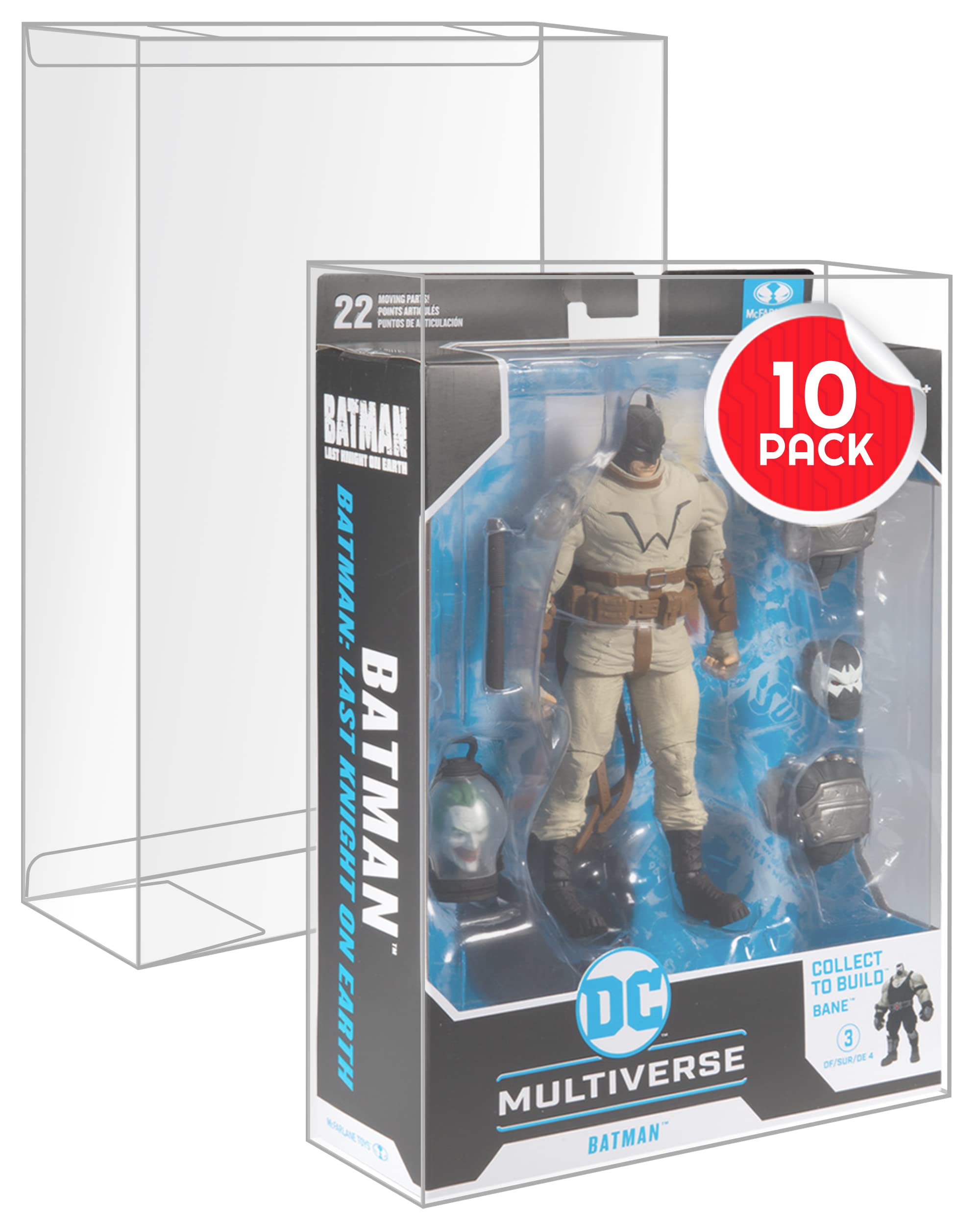 EVORETRO Action Figure Boxed Case Protector for McFarlane DC Multiverse BAF 7-in Figures - 10-Pack 0.40mm Thick Clear PET Plastic Display, Achive-Grade Storage. Keep Your Collection in Mint Condition