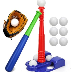 TOY Life Tball T Ball Set for Kids 3-5 Tball Set for Kids 5-8 Tee Ball Bat Toddler Baseball Tee Ball Set Bat Baseball Kids T Ball Stand for Kids 3-5 T Ball Set for Kids 5-8 T Ball Bat Set