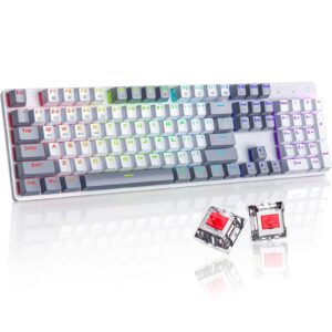 Wireless Mechanical Keyboard, Triple Mode 2.4G/USB-C/Bluetooth Gaming Keyboard, 104 Keys Programmable, Customize RGB Backlit, Red Switch, Bicolor PBT Keycaps, Rechargeable Wired Keyboard for Laptop PC