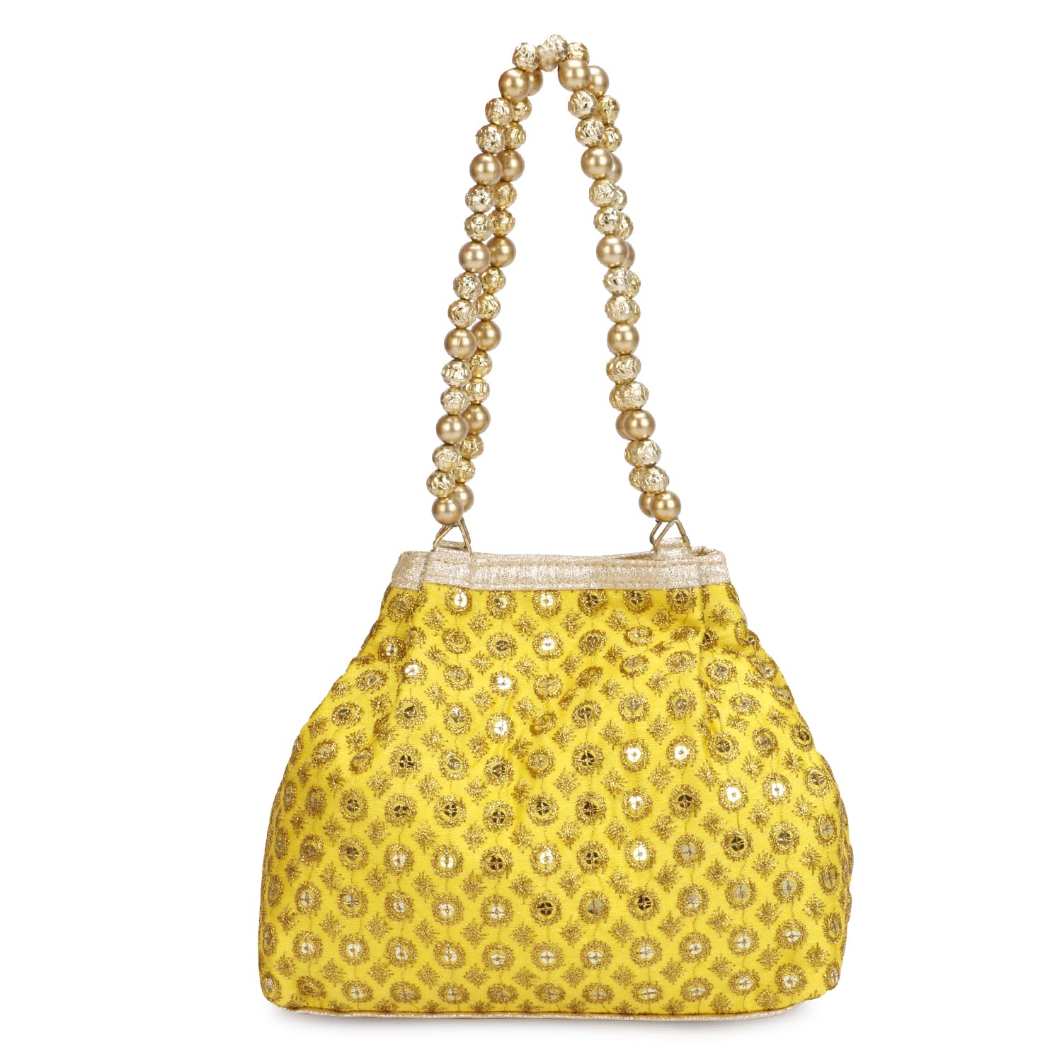 LONGING TO BUY Women's Potli Bags & Wristlets Clutch for Wedding, Potli for Gift (Yellow-1)