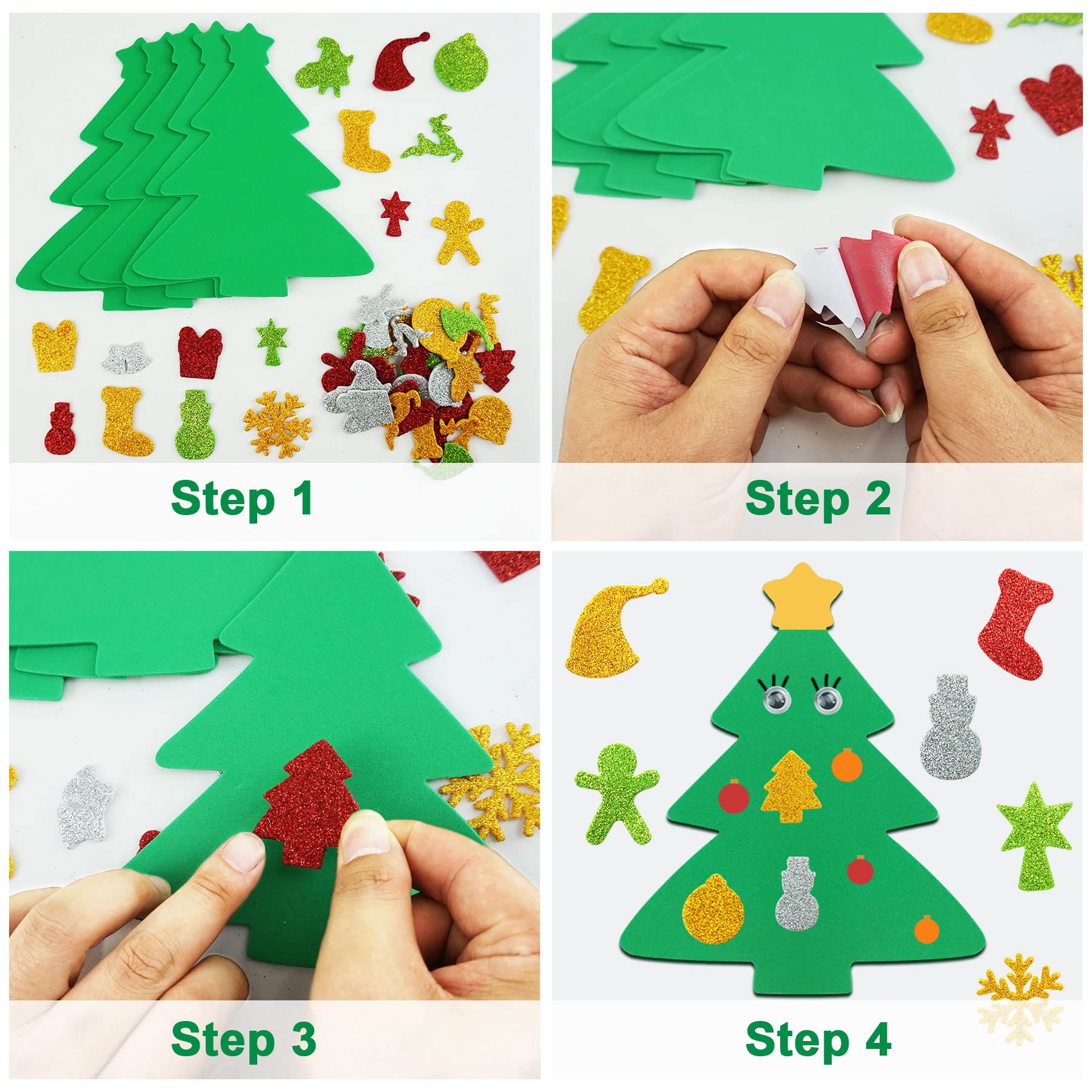 JULBEAR 260Pcs DIY Christmas Foam Crafts Kits for Kids Making Crafts Christmas Party Favors Christmas Foam Stickers Art Ornament Stickers Christmas Craft Decoration Party Supplies