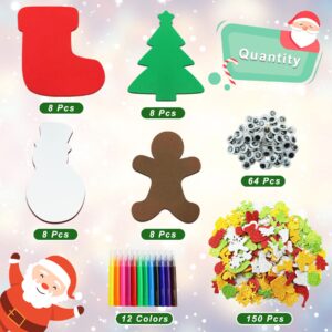 JULBEAR 260Pcs DIY Christmas Foam Crafts Kits for Kids Making Crafts Christmas Party Favors Christmas Foam Stickers Art Ornament Stickers Christmas Craft Decoration Party Supplies